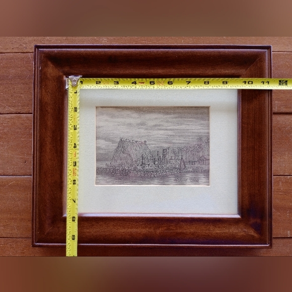 Scenic Hawaiian Graphite Drawing - Kamakahonu, Residence Of King Kamehameha. - Picture 6 of 11